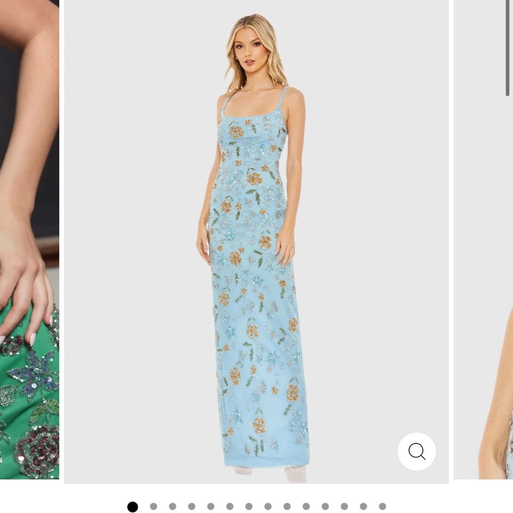 Mac Duggal - BEADED FLORAL GOWN WITH BEADED SPAGHETTI STRAPS